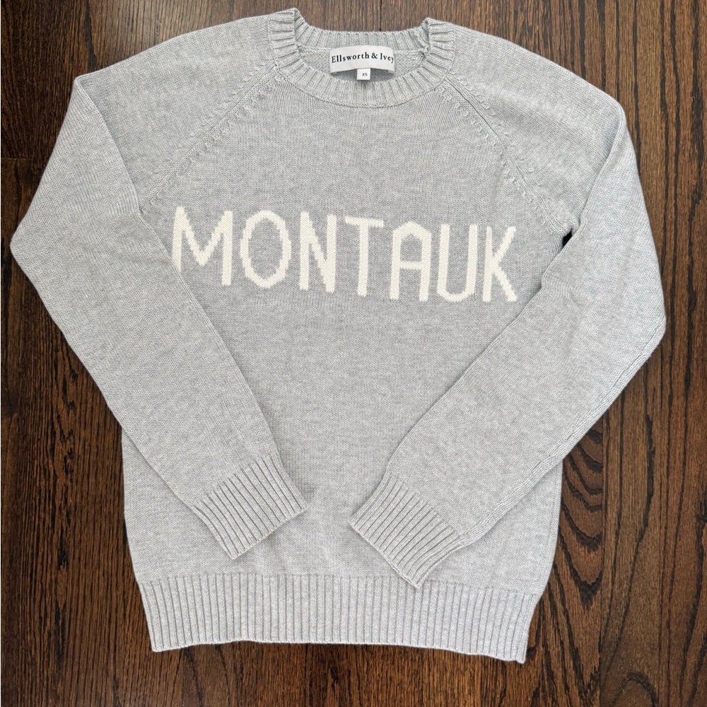 Ellsworth + Ivey “Montauk” Crewneck Sweater - Light Gray